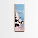 Rocky Shoreline, Minimalist Coastal Art, Nature Inspired Painting, Earthy Tones, Tranquil Beach Scene, Ocean View, Canvas Print
