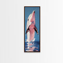 Jumping Dolphin, Ocean Wall Art, Coastal Decor, Beach House Painting, Marine Life Art, Nautical Artwork, Framed Canvas Print