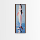 Fish, Water, Minimalist Art, Ocean, Coastal Decor, Marine Life, Blue, White, Kitchen Wall Art, Framed Canvas Print