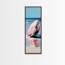Seashell, Ocean, Beach Art, Coastal, Minimalist, Blue, White, Natural Decor, Modern Home, Bathroom, Framed Canvas Print
