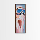 Gas Mask, Diver, Surrealist Art, Sci-Fi, Blue, White, Modern, Futuristic, Office, Living Room, Framed Canvas Print, Bedroom Art