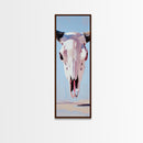 Bull Skull, Western Rustic, Desert Vibes, Framed Canvas Print, Boho Wall Art, Cowboy Aesthetic, Southwest Home Decor, Living Room Accent