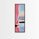 Pink Horizon, Coastal Sunrise, Minimalist Beach Painting, Abstract Seascape Art, Contemporary Pastel Wall Decor, Canvas Print, Office Wall Art
