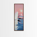 Sunset Iceberg, Arctic Landscape, Dreamy Ocean Art, Contemporary Painting, Pink Blue Decor, Bedroom Framed Canvas Print, Minimal Wall Art