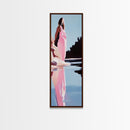 Serene Lake Art, Pastel Nature, Feminine Aesthetic, Framed Canvas Print, Modern Minimalist, Dreamy Reflection, Living Room Wall Art
