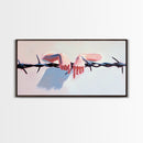 Hands on Barbed Wire, Surreal Art, Emotional Aesthetic, Modern Symbolism, Thought-Provoking Decor, Contemporary Wall Art, Canvas Print
