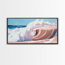 Ocean Wave, Surreal Seascape, Coastal Energy, Beach House Wall Art, Modern Nautical Decor, Blue and Pink Aesthetic, Canvas Print