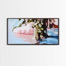 Serenity Reflections, Nature, Framed Canvas Print, Tranquil lake scene, soft pastels, modern landscape, minimalist decor, bedroom wall art