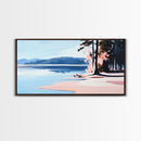 Sandy Shore, Coastal Landscape, Ocean Serenity, Nature Wall Art, Beach Vibes, Nautical Home, Modern Abstract, Framed Canvas Print