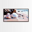Coastal Rocks, Beach Waves, Ocean Wall Art, Framed Canvas Print, Nautical Decor, Summer Vibes, Relaxing Seaside Scene, Living Room Art