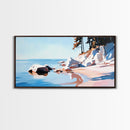Seaside Escape, Cliffside Beauty, Canvas Print, Modern Coastal Art, Boho Nature Painting, Blue Ocean Decor, Large Wall Art, Living Room
