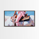 Western Rider, Cowgirl Art, Equestrian Wall Decor, Rustic Country Aesthetic, Pink and White Painting, Ranch Home Decor, Framed Canvas Print