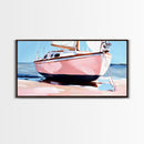 Sailboat Painting, Nautical Wall Art, Coastal Living Decor, Soft Pastel Blue and Pink, Ocean Scene, Beach House Aesthetic, Framed Canvas Print