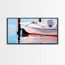 Sailboat Tranquility, Nautical Art, Minimalist Boho, Blue Coastal Decor, Calm Water Reflection, Serene Aesthetic, Canvas Print, Entryway
