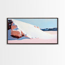 Sand Dunes, Ocean Breeze, Coastal Serenity, Pastel Beach, Framed Canvas Print, Minimalist Art, Modern Home Decor, Living Room Wall Art