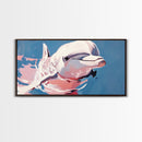 Playful Dolphin, Ocean Wildlife Art, Nautical Theme, Marine Life Decor, Coastal Animal Print, Minimalist Blue Art, Canvas Print, Kids Room