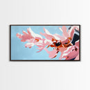 Pink Floral, Abstract Flowers, Modern Botanical, Pastel Wall Art, Minimalist Decor, Bedroom Wall Art, Framed Canvas Print, Feminine Aesthetic
