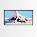 Tree, Root, Beach, Framed Canvas Print, Coastal Wall Art, Nature Inspired, Minimalist Art, Tranquil Home Decor, Pastel Painting