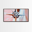 Compass Rose, Nautical Art, Pink Tones, Maritime Decor, Framed Canvas Print, Coastal Home Art, Boho Wall Art, Office Wall Decor