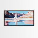Desert Monument, Canyon Reflection, Southwest Landscape, Framed Canvas Print, Western Art, Rustic Home Decor, Nature Wall Art, Earthy Tones