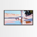 Desert Oasis, Lone Tree, Tranquil Reflection, Canvas Print, Southwestern Art, Earthy Color Palette, Minimalist Nature, Living Room Wall Art