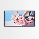 Blush Bouquet, Delicate Flowers, Feminine Touch, Framed Canvas Print, Soft Pastel Decor, Elegant Wall Art, Bedroom Aesthetic, Wedding Gift
