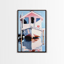 Boat Dock, Harbor Scene, Nautical Home Art, Coastal Wall Decor, Framed Canvas Print, Minimalist Beach Art, Modern Painting, Boho Art