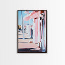 Sunset Street, Pastel Cityscape, Framed Canvas Print, Urban Decor, Impressionist Wall Art, Warm Color Palette, Stylish Living Space