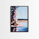 Autumn Lake, Reflection Art, Nature Print, Landscape Wall Art, Framed Canvas Print, Minimalist Decor, Forest Scene, Cabin Aesthetic