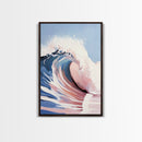 Surf Wave Print, Dynamic Ocean Art, Abstract Beach Painting, Framed Canvas Print, Coastal Home Decor, Nautical Aesthetic, Living Room Art