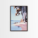Coastal Serenity, Beach Landscape, Blue Ocean, Framed Canvas Print, Minimalist Wall Art, Modern Decor, Living Room Art, Ocean Scene