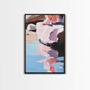 Reflection Art, Minimalist Design, Pink and Blue Landscape, Soft Hues, Modern Wall Decor, Framed Canvas Print, Living Room