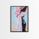 Floral Fashion, Bold Feminine Art, Chic Boho Aesthetic, Modern Home Decor, Stylish Living Room Wall Art, Framed Canvas Print