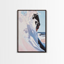 Surf, Ocean Wave, Coastal Art, Framed Canvas Print, Abstract Beach Painting, Blue and White Art, Minimalist Seascape, Bedroom Wall Art