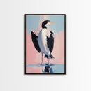 Coastal Bird Art, Modern Seabird Painting, Pastel Beach Decor, Contemporary Animal Print, Framed Canvas Print, Living Room Wall Art