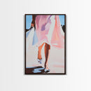 Elegant Woman Art, Fashion Illustration, Minimalist Feminine Painting, Pink Aesthetic Decor, Framed Canvas Print, Bedroom Wall Art