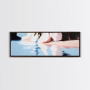 Water Reflection, Feminine Silhouette, Surreal Dreamscape, Pastel Painting, Canvas Print, Bedroom Wall Art, Modern Aesthetic Decor