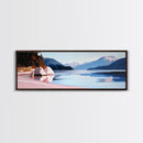 Mountain Lake, Nature Wall Art, Office Decor, Framed Canvas Print, Tranquil Landscape, Minimalist Artwork, Neutral Home Aesthetic