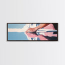 Pink Shores, Modern Landscape, Water Reflection, Soft Tones, Canvas Print, Minimalist Art, Hallway Decor, Tranquil Lake Scene