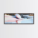 Pink Water Landscape, Tranquil Beach Art, Ocean Reflection, Modern Boho Decor, Bedroom Wall Art, Coastal Print, Framed Canvas Print