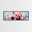 Floral Peonies, Botanical Art, Pastel Flower Painting, Romantic Wall Decor, Minimalist Nature Print, Bedroom Art, Framed Canvas Print