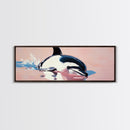 Playful Dolphin, Ocean Waves, Marine Life, Framed Canvas Print, Nautical Wall Art, Beach House Decor, Living Room Coastal Art