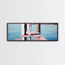 Pier Walk, Ocean Art, Coastal Landscape, Tranquil Water, Seaside Painting, Nautical Home Decor, Modern Art, Framed Canvas Print