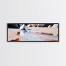 River Rocks, Water Reflection, Nature Landscape, Framed Canvas Print, Earthy Wall Art, Minimalist Zen Painting, Calming Home Decor