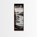 Misty Mountain Coast, Black and White Landscape Art, Modern Wall Decor, Framed Canvas Print, Minimalist Nature Art, Bedroom Wall Art