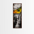 Forest Bridge, Fall Foliage, Rustic Nature Art, Woodland Pathway, Scenic Travel Decor, Living Room Wall Art, Framed Canvas Print