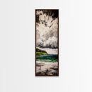 Emerald Waters, Coastal Horizon, Ocean Reflection, Vibrant Green Landscape, Modern Decor, Contemporary Beach House, Framed Canvas Print