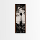 Lighthouse Silhouette, Coastal Wall Art, Nautical Decor, Canvas Print, Black and White Art, Seaside Home Decor, Minimalist Ocean Scene