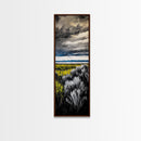 Stormy Landscape, Dramatic Sky Art, Moody Coastal Painting, Canvas Print, Nature Inspired Art, Dark Blue Wall Decor, Living Room Art