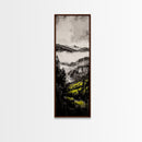 Misty Peaks, Mountain View, Landscape Art, Wilderness Wall Art, Framed Canvas Print, Cabin Decor, Outdoor Enthusiast Gift, Nature Scene
